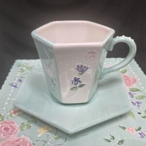 Centrum “Garden Party” Hexagon Cup, Saucer & Plate 3-Piece Set